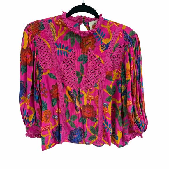 FARM Rio Tops - FARM Rio Pink Sweet Forest Blouse